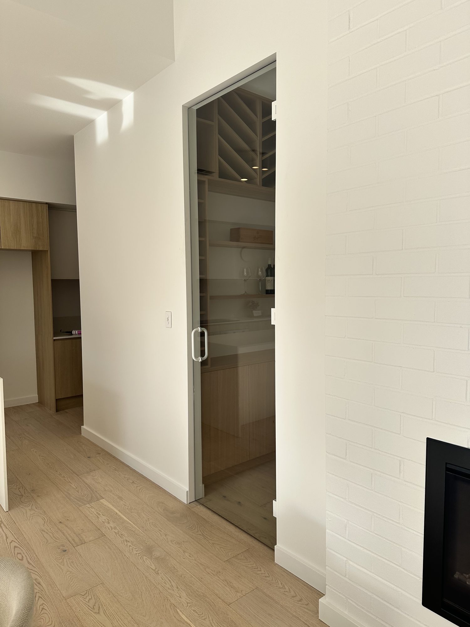 Glass pantry door white brick — Adelaide, Unique Glass Solutions