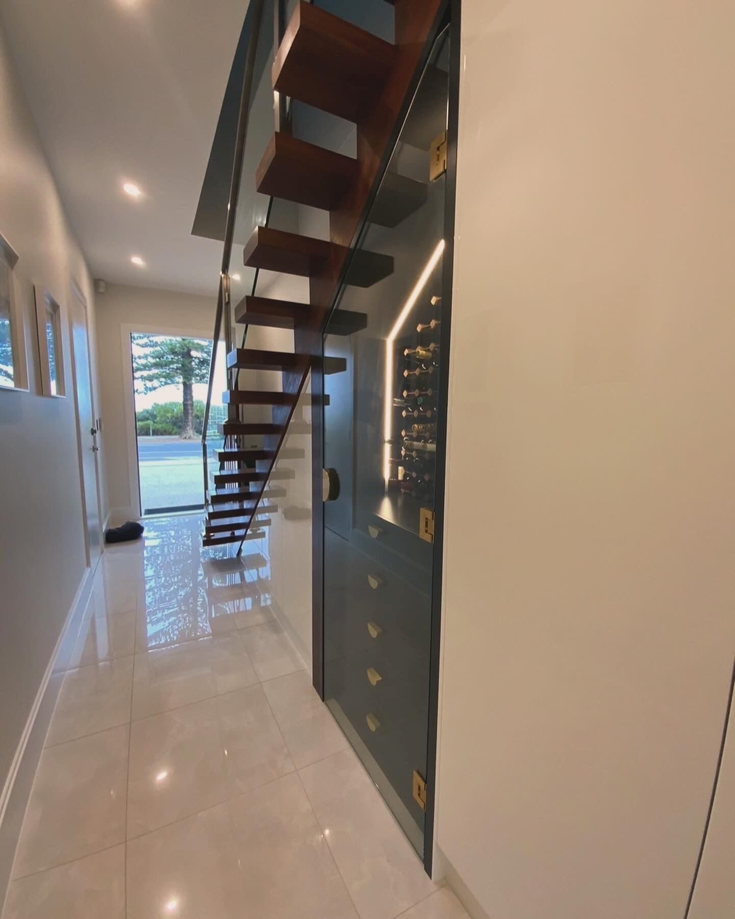 Glass wine cabinet hallway — Adelaide, Unique Glass Solutions