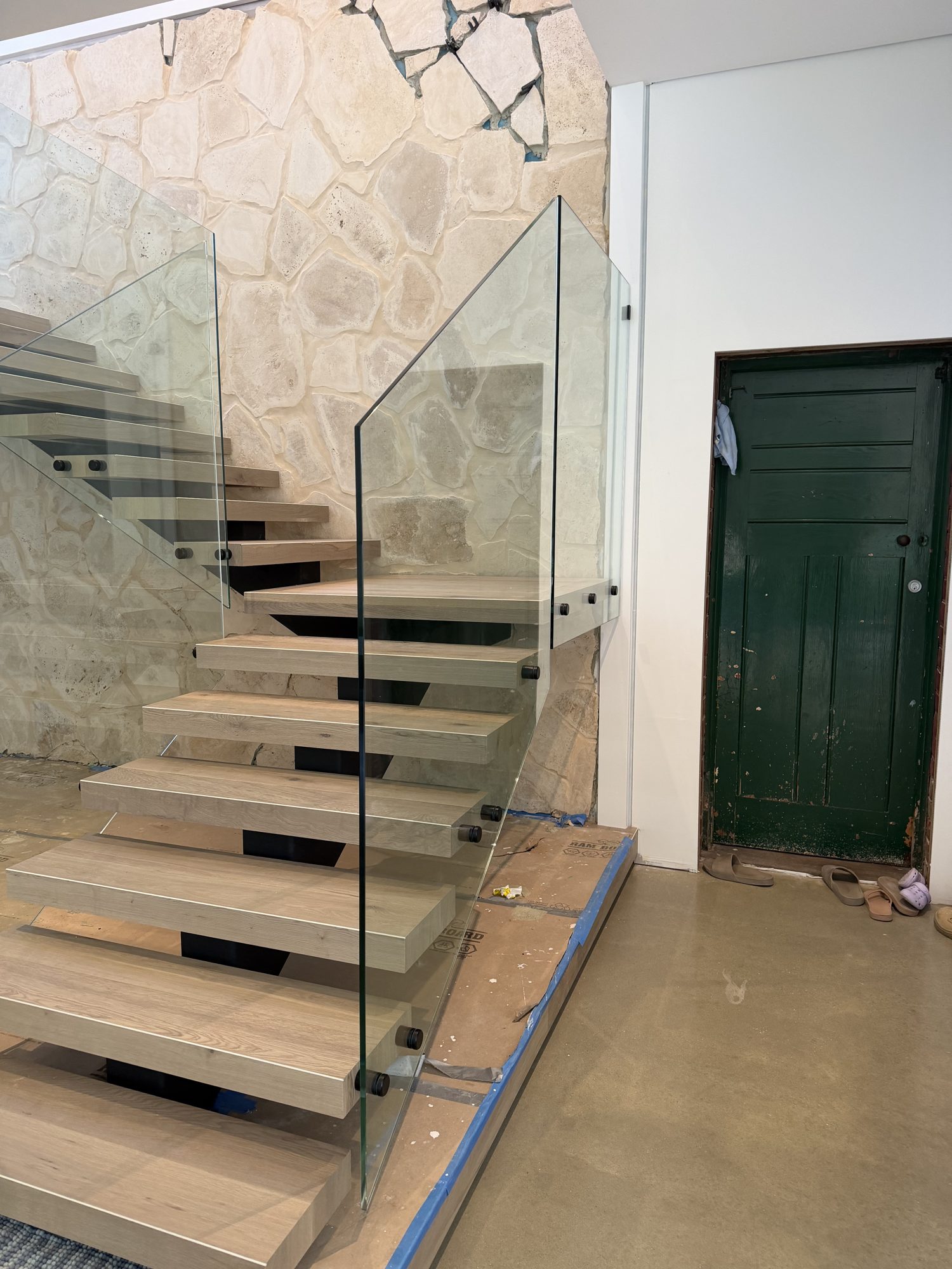 Floating stair balustrade install — Adelaide, Unique Glass Solutions
