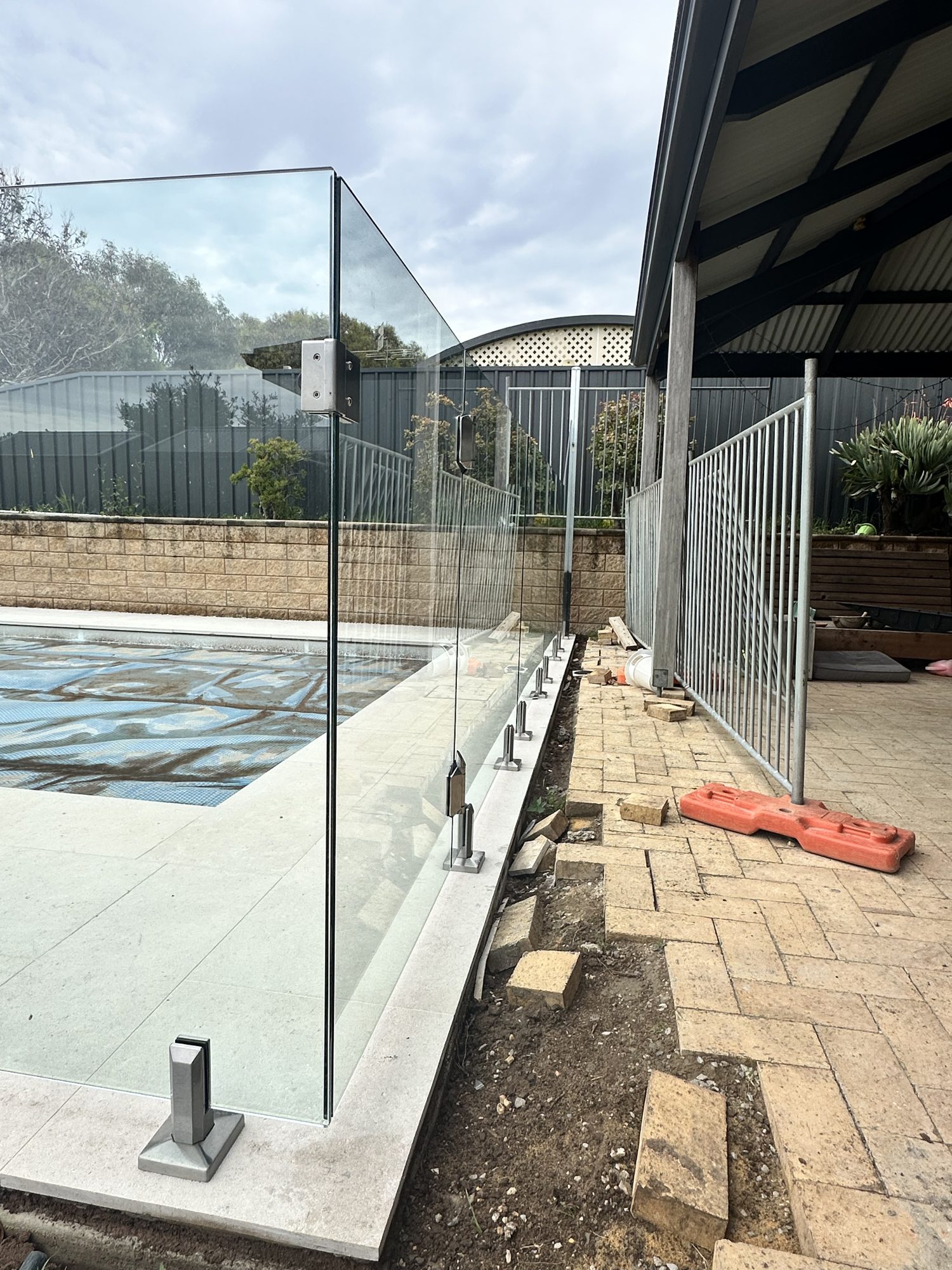 Pool fence install progress — Adelaide, Unique Glass Solutions