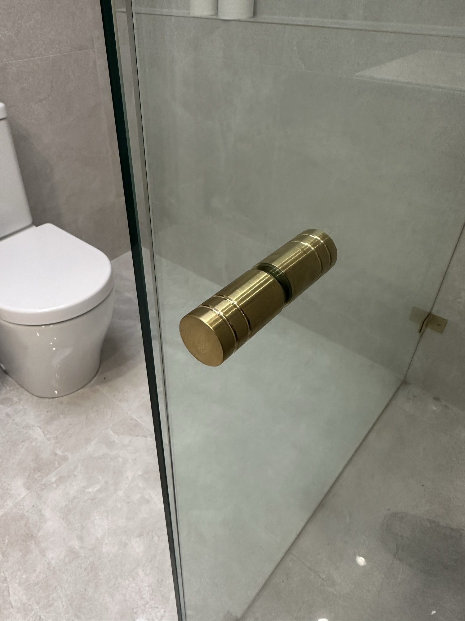 Brushed brass door knob — Adelaide, Unique Glass Solutions