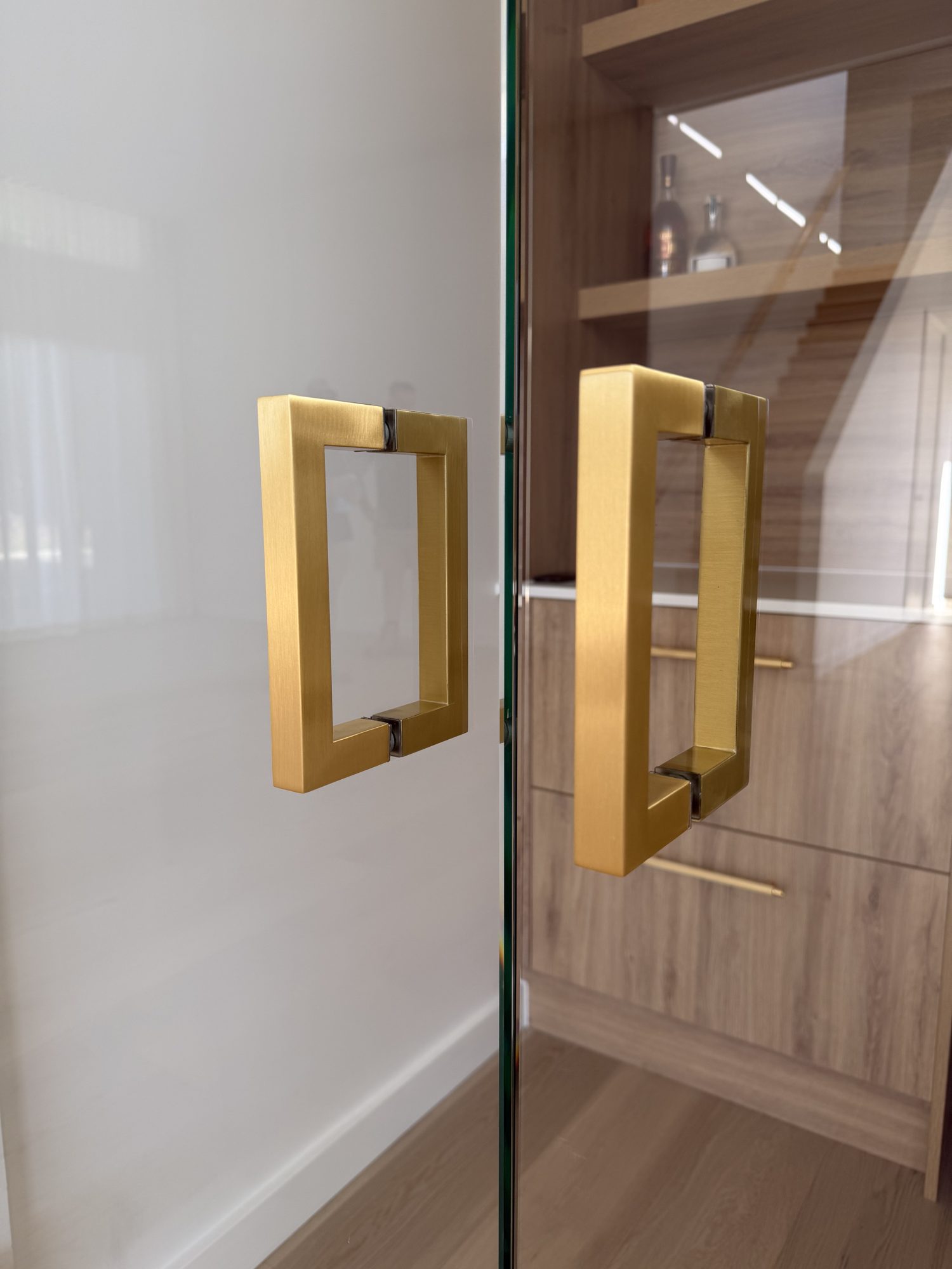 Gold pantry handles — Adelaide, Unique Glass Solutions