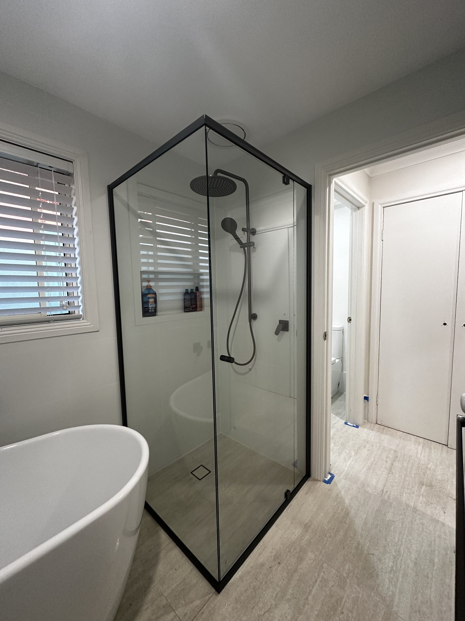 Black diamond freestanding bath — Adelaide, Unique Glass Solutions