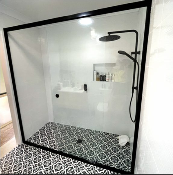 Black semi frameless slider — Adelaide, Unique Glass Solutions