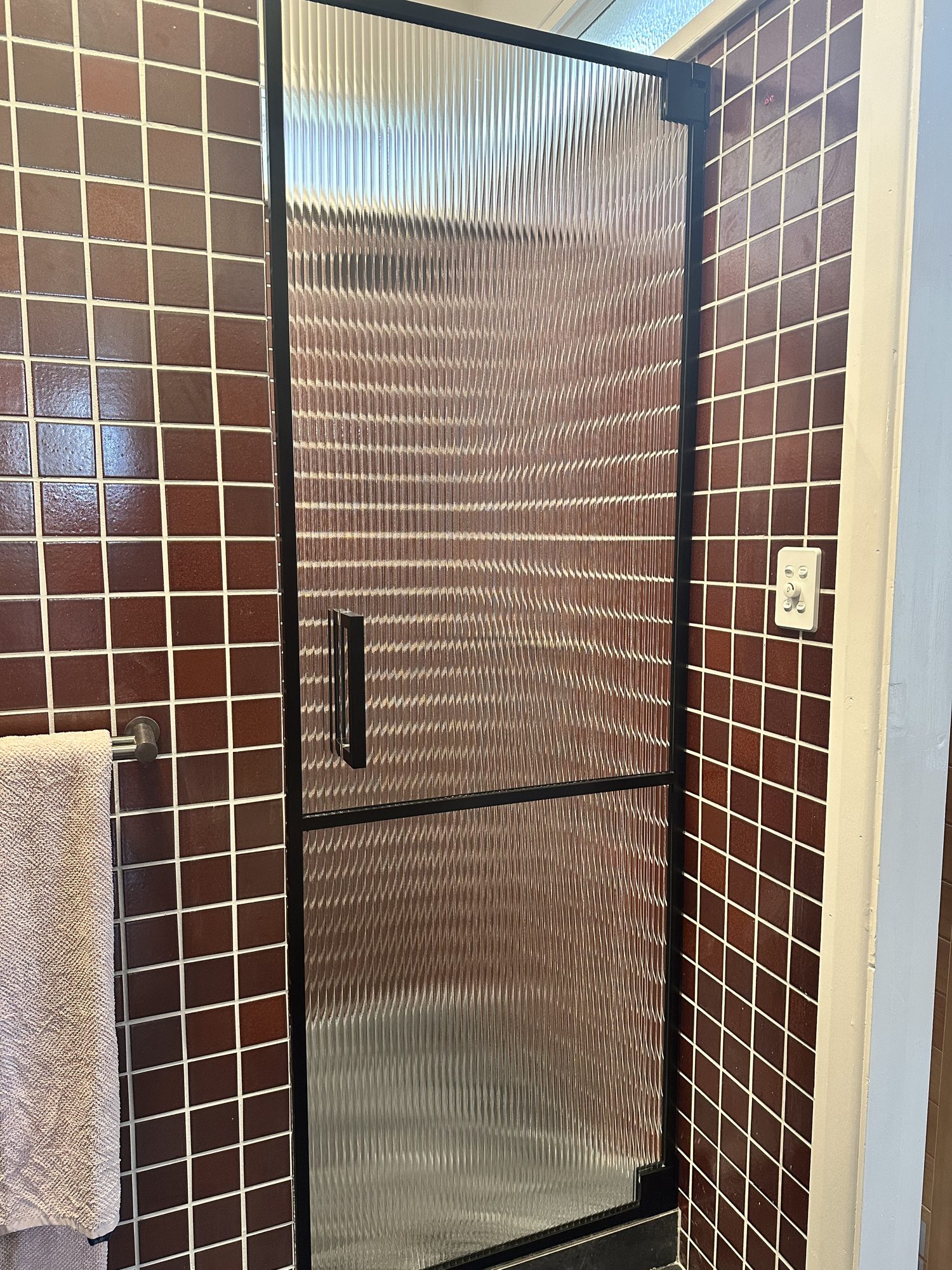 Fluted black door heritage — Adelaide, Unique Glass Solutions