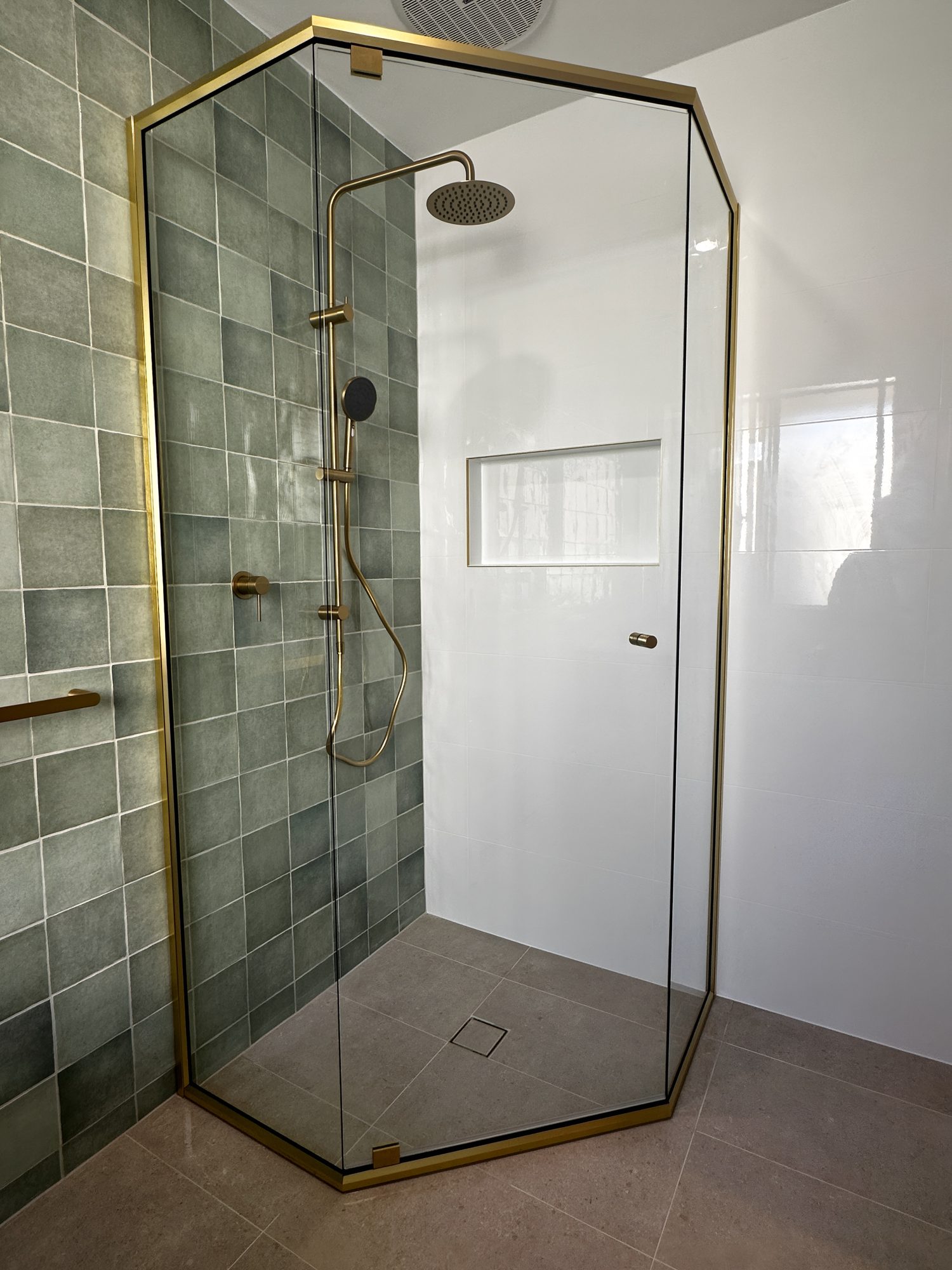 Gold diamond sage tiles — Adelaide, Unique Glass Solutions
