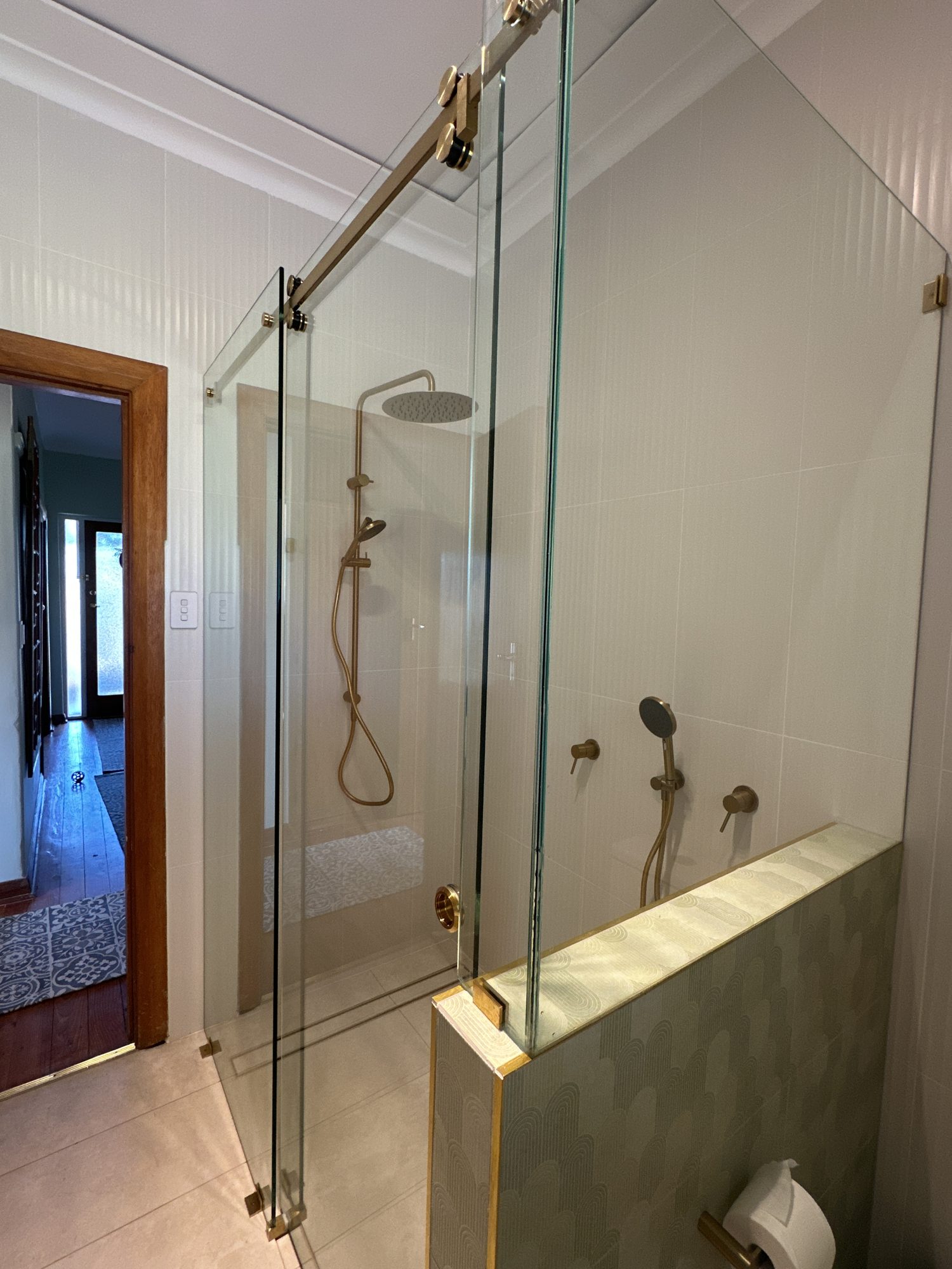 Gold slider half wall — Adelaide, Unique Glass Solutions