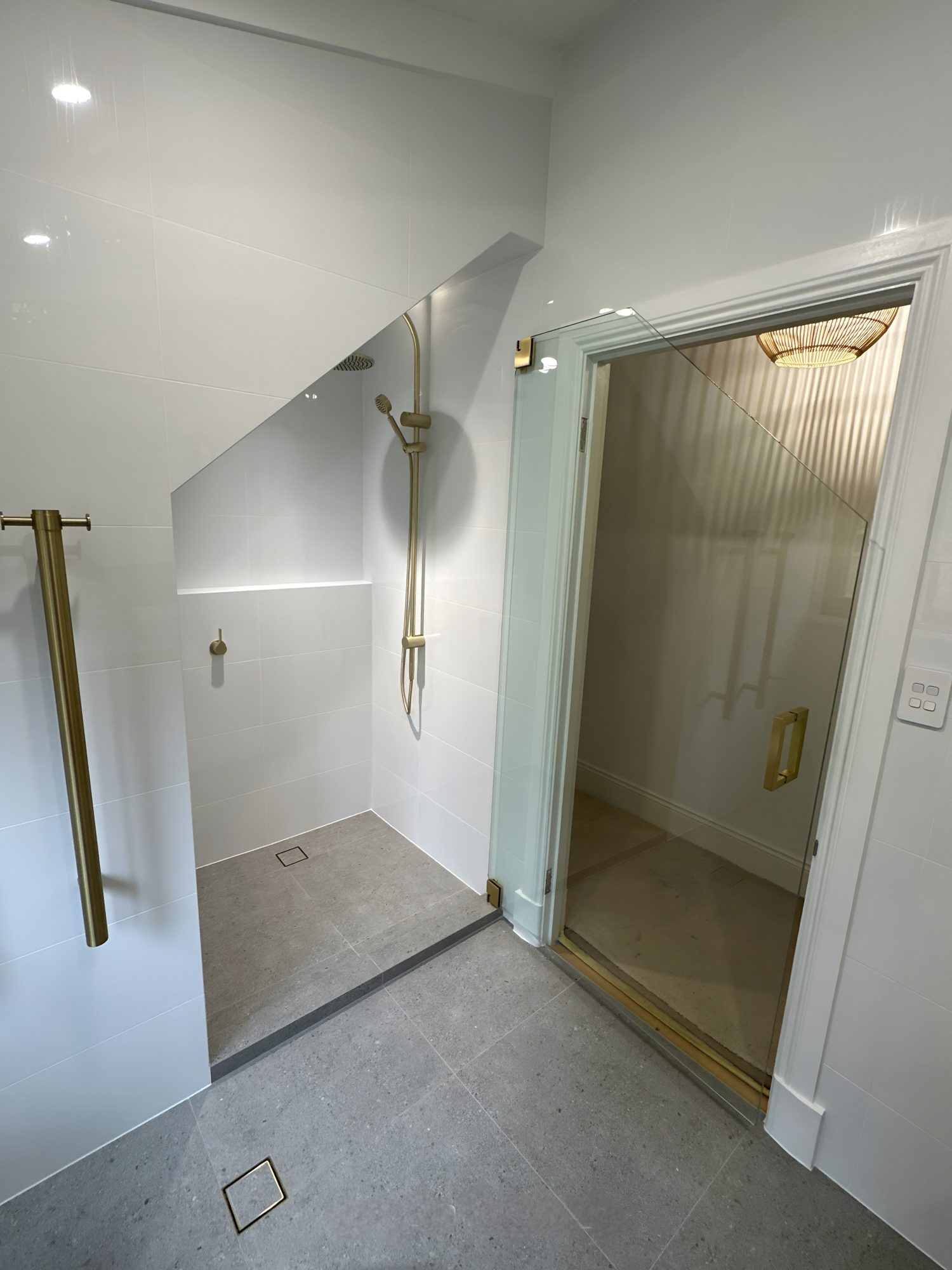 Zero hinge gold doorway — Adelaide, Unique Glass Solutions