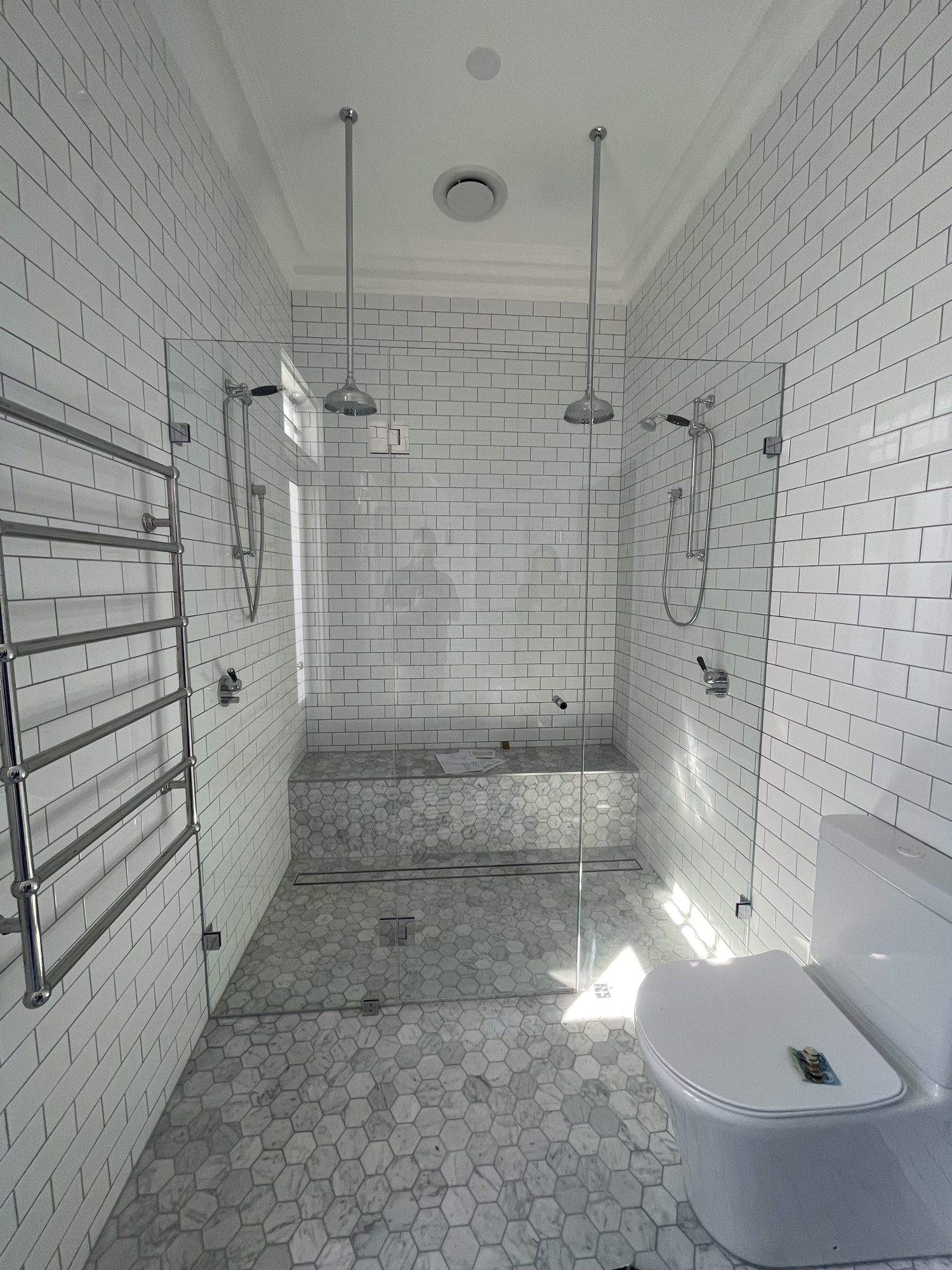Chrome double shower subway — Adelaide, Unique Glass Solutions