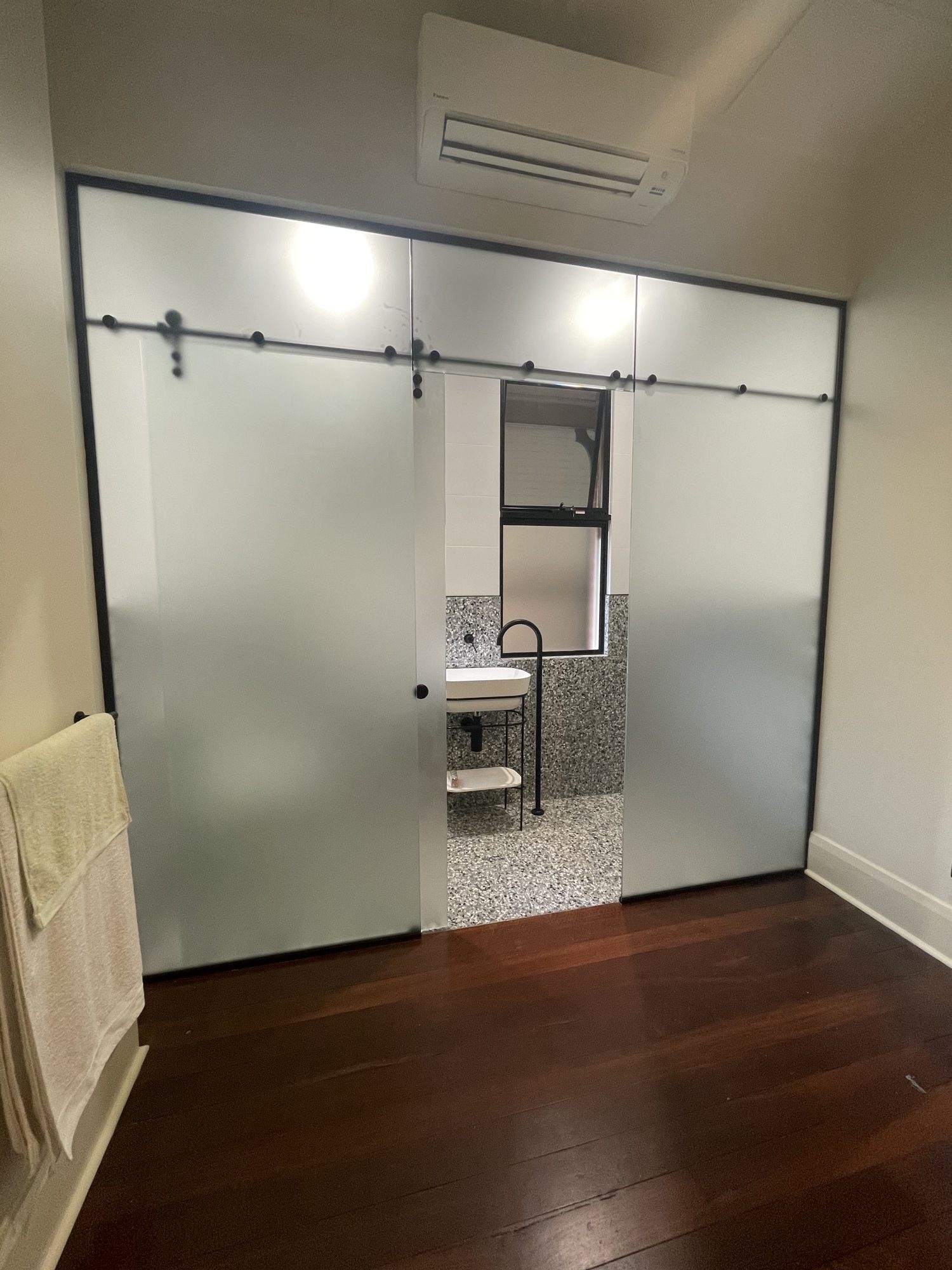 Frosted privacy sliders — Adelaide, Unique Glass Solutions